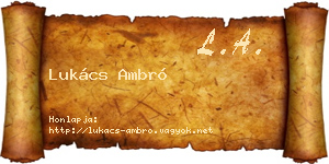 Lukács Ambró névjegykártya